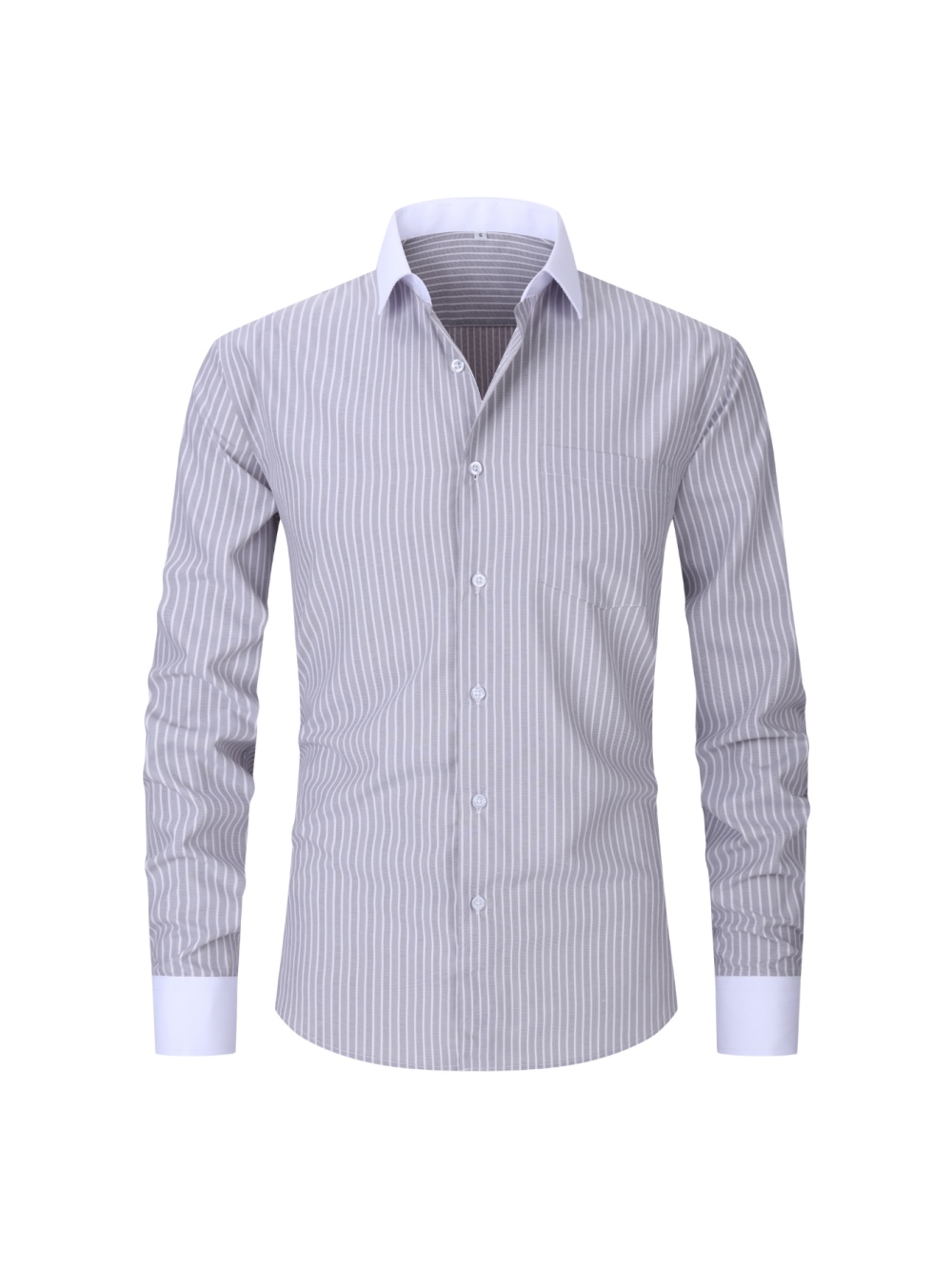 Plaid Striped Long Sleeved Business Shirt - Image 9