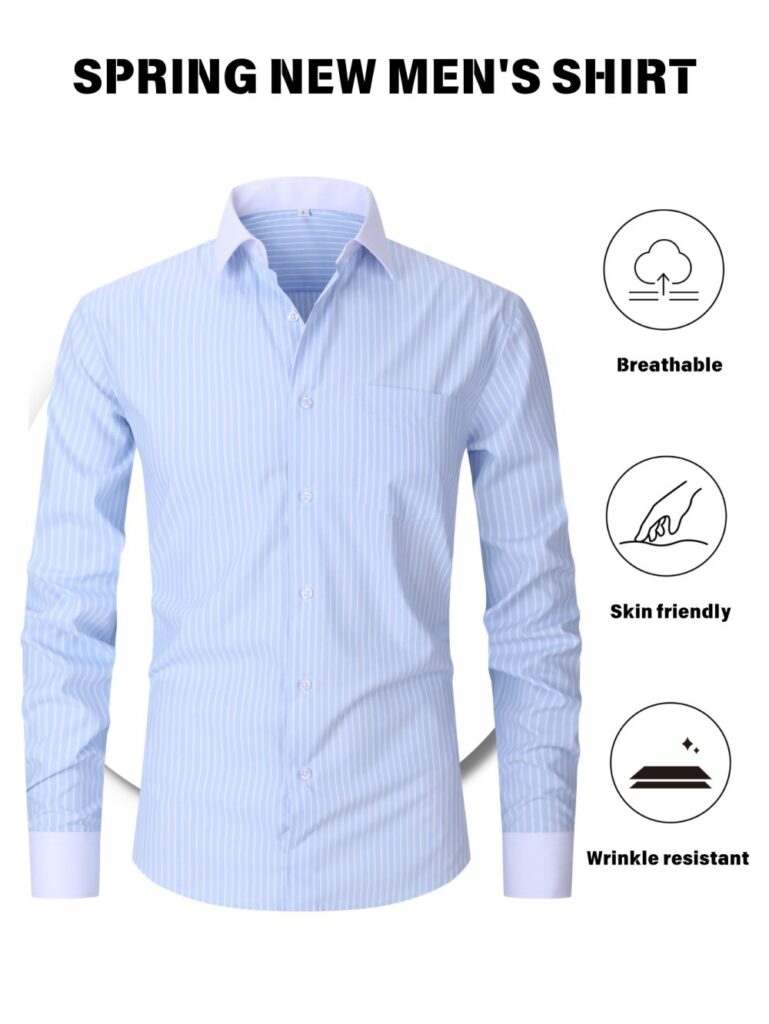 Plaid Striped Long Sleeved Business Shirt