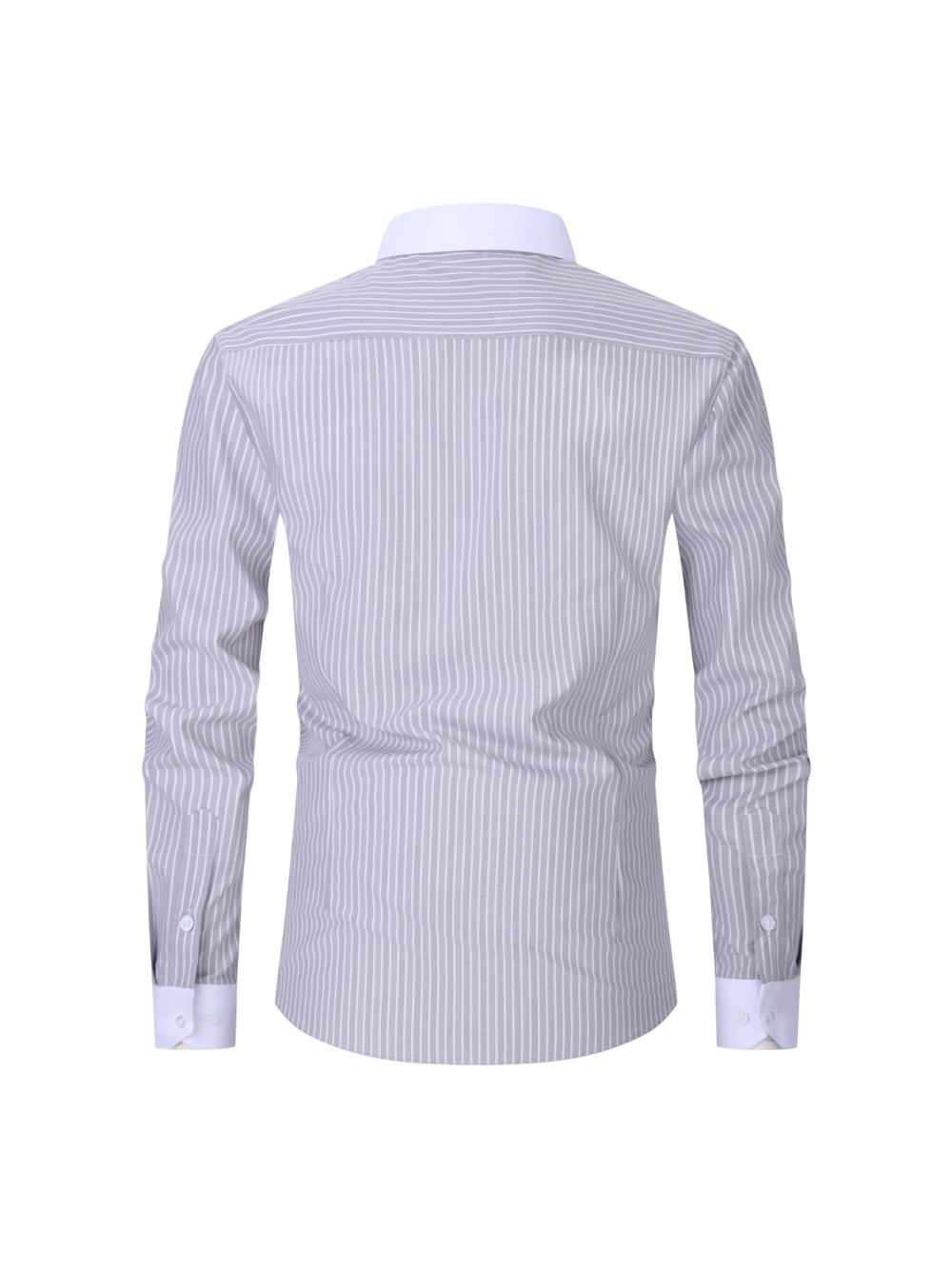Plaid Striped Long Sleeved Business Shirt - Image 4
