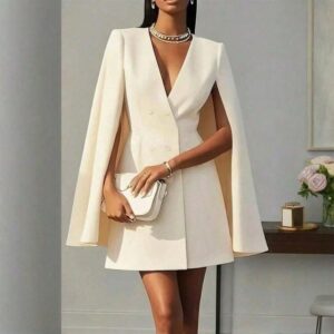 Elegant Cape Blazer Mini Dress For Women,