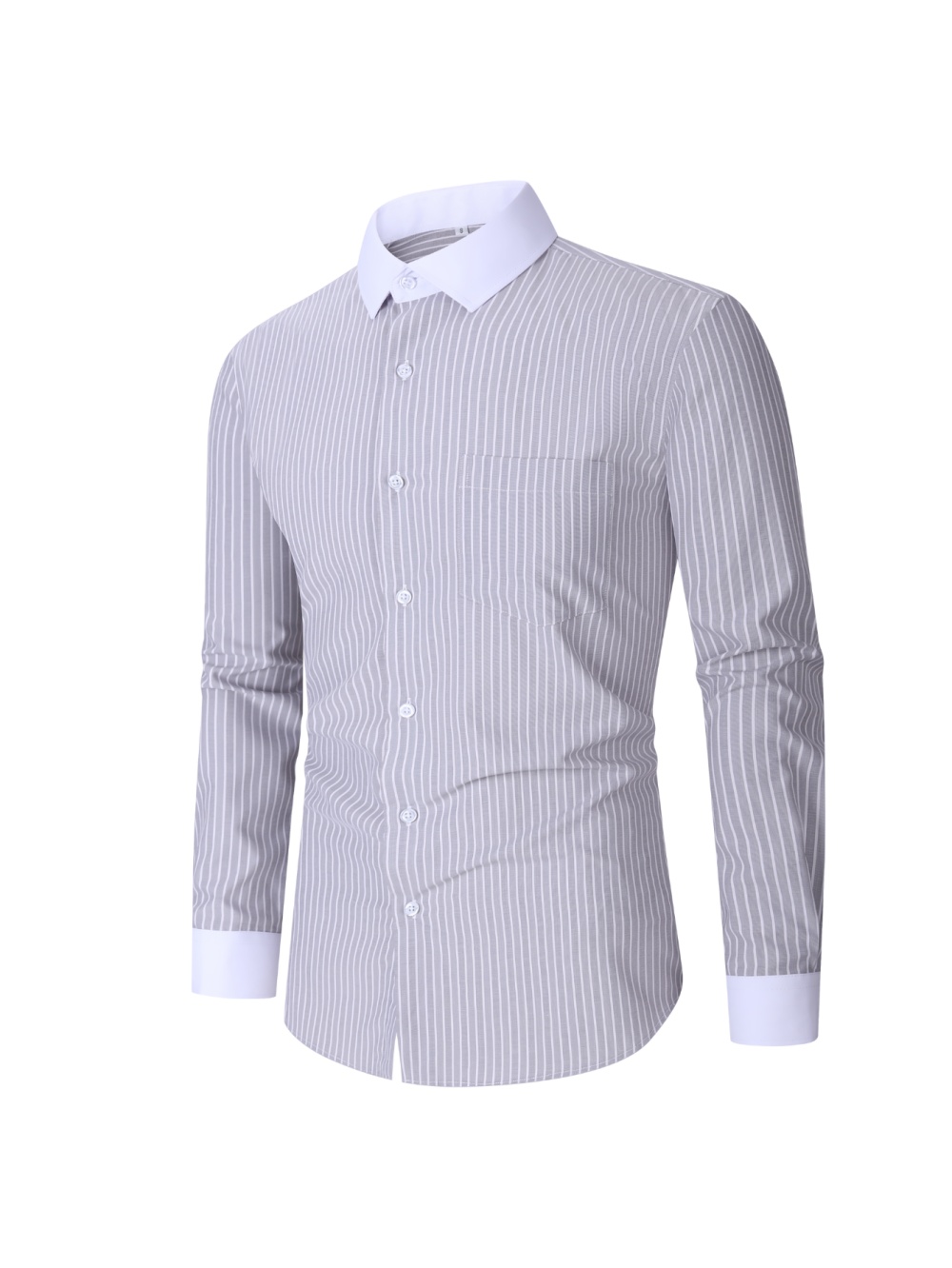 Plaid Striped Long Sleeved Business Shirt - Image 6